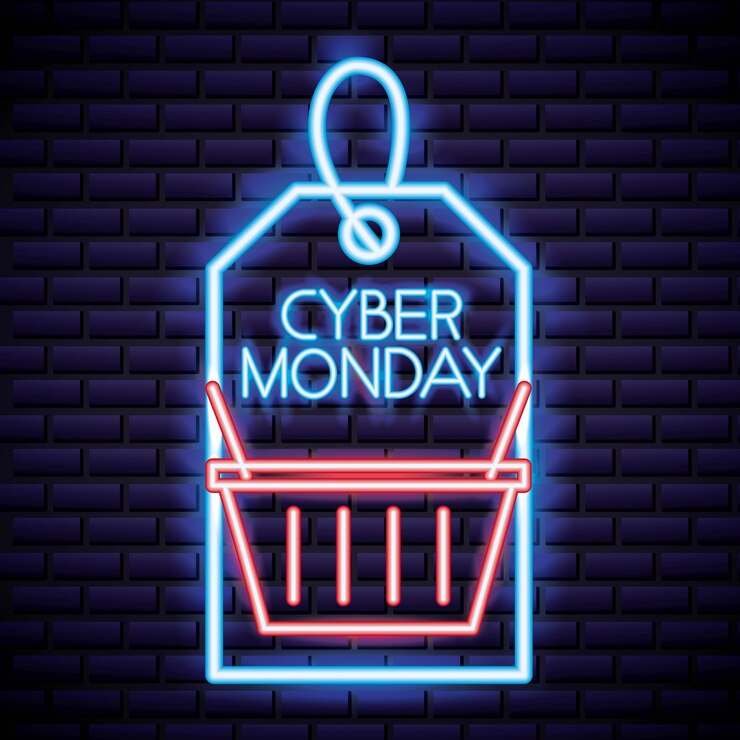 Free Vector cyber monday shop label