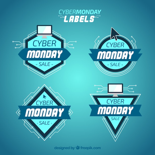 Vettore gratuito pacchetto cyber ​​monday sticker