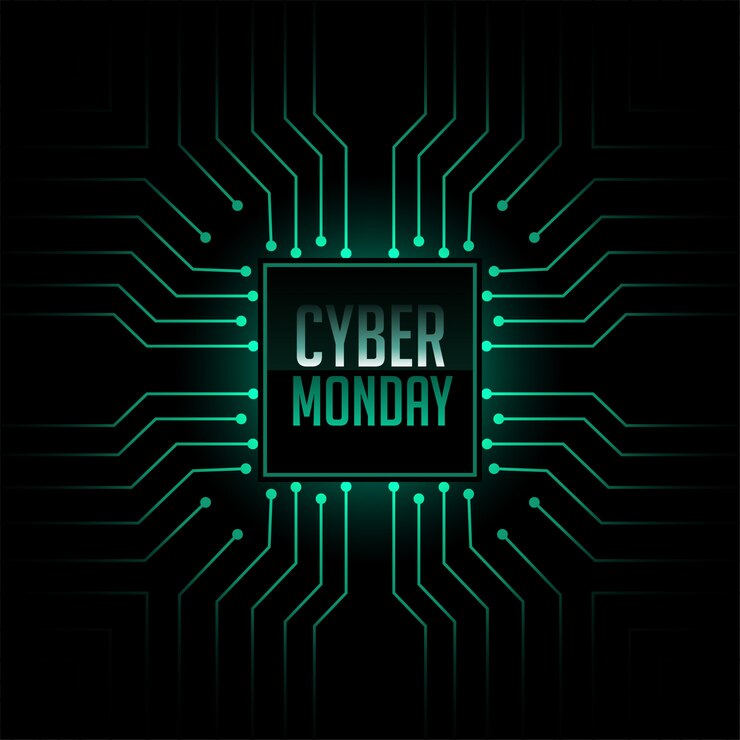 Free Vector cyber monday technology circuit style background