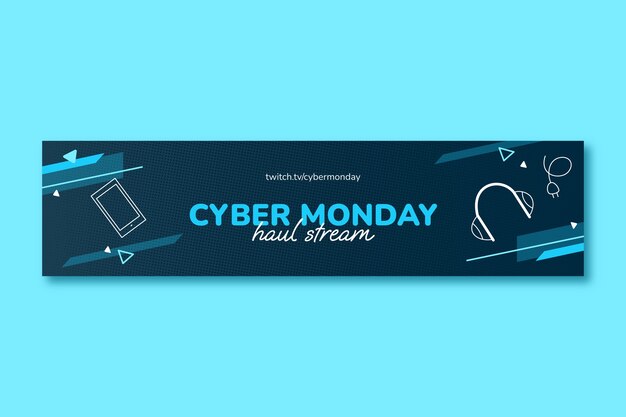 Free vector cyber monday twitch banner template