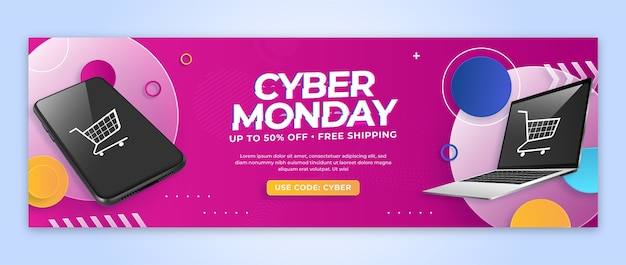 Free vector cyber monday twitter header