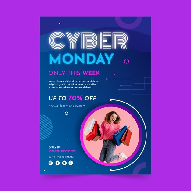 Free vector cyber monday vertical poster template