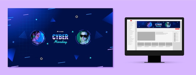 Бесплатное векторное изображение Киберпонедельник оформление канала на ютубе
