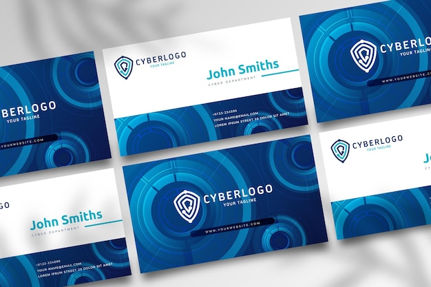 Free vector cyber security double-sided businesscard h