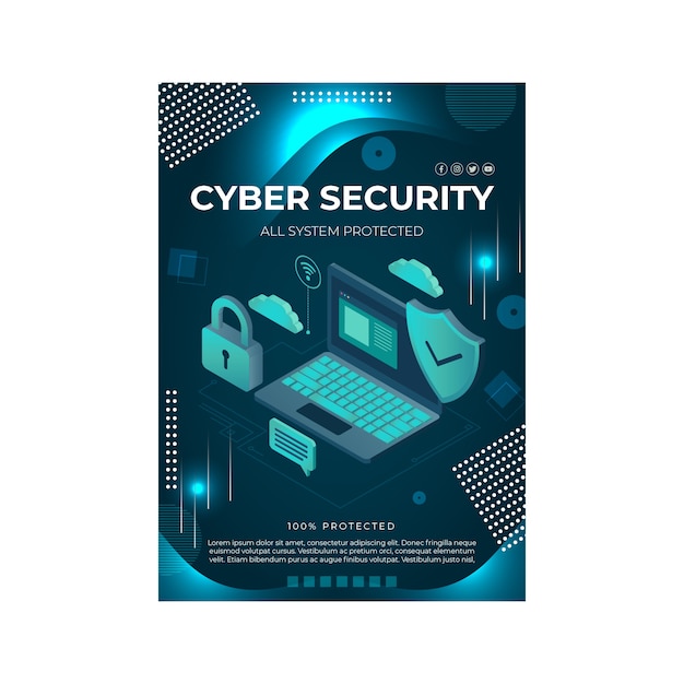 Free vector cyber security flyer template