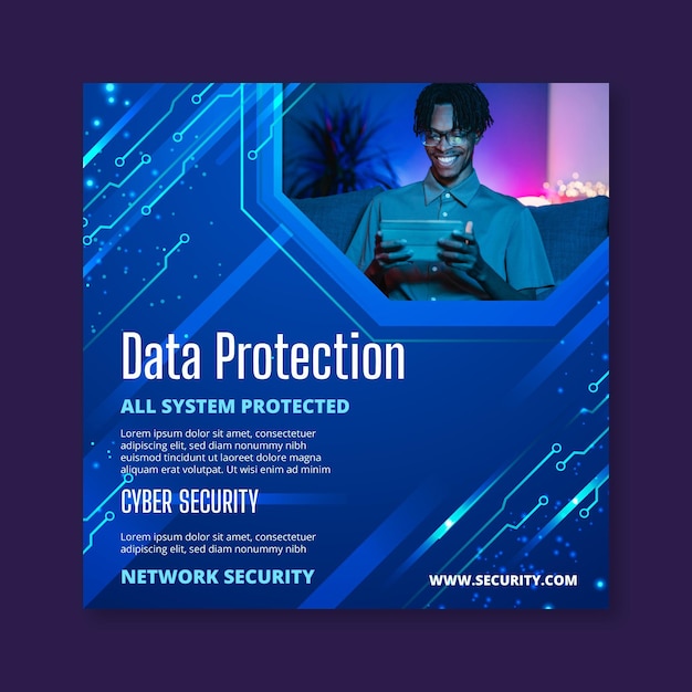 無料ベクター サイバーセキュリティチラシテンプレート