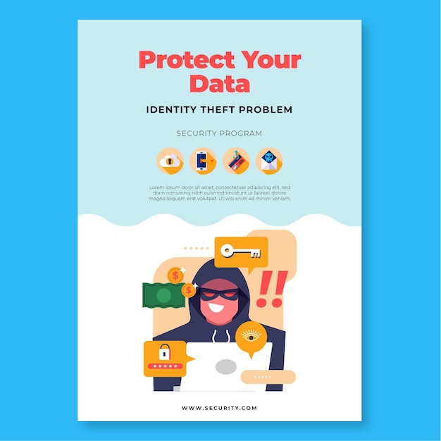 Free vector cyber security flyer template