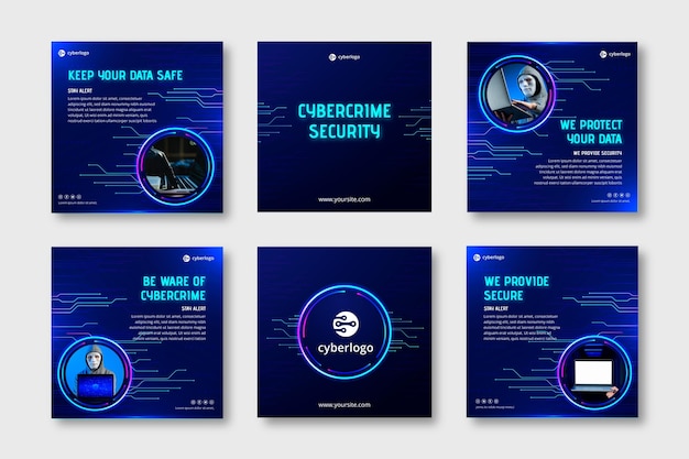 Free vector cyber security instagram posts