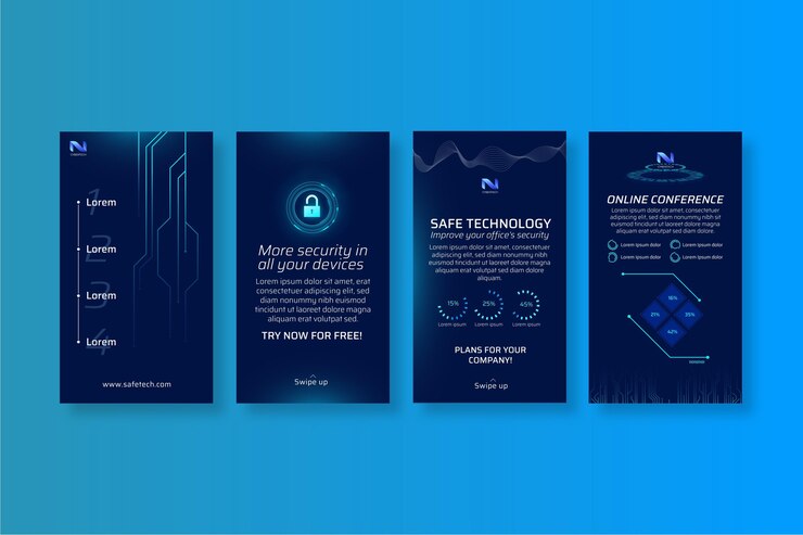 Free Vector cyber security instagram stories