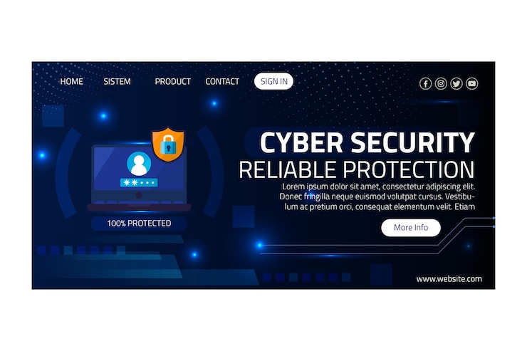 Free Vector cyber security landing page template