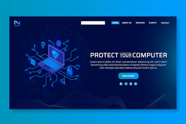 Modello di pagina di destinazione della sicurezza informatica