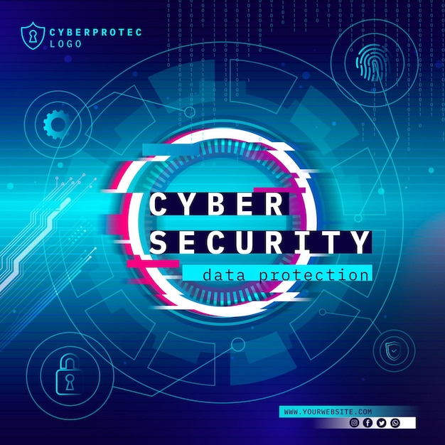 Free vector cyber security square flyer template