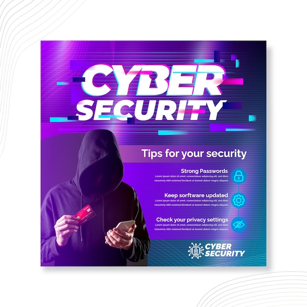 Free vector cyber security squared flyer template