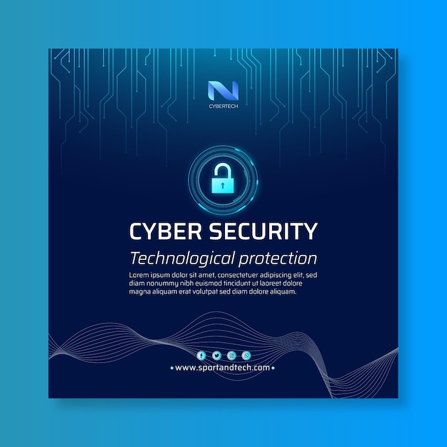 Free vector cyber security squared flyer template