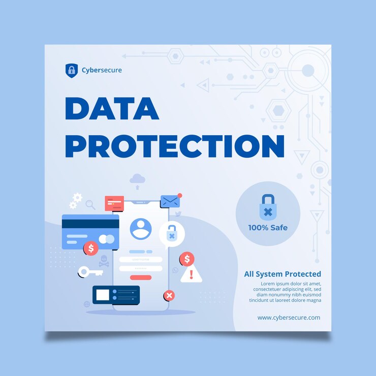 Free Vector cyber security squared flyer template