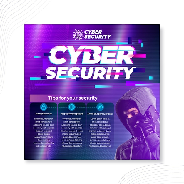 Free vector cyber security squared flyer