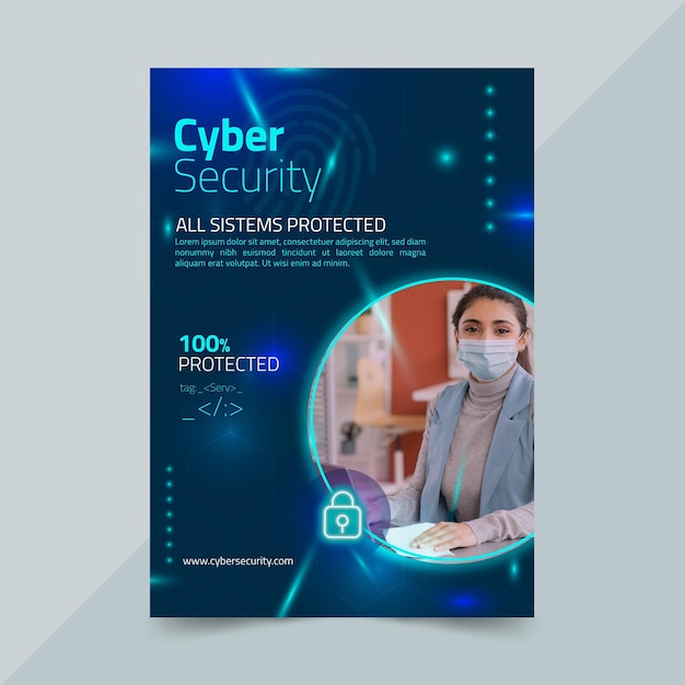 Cyber security vertical flyer template