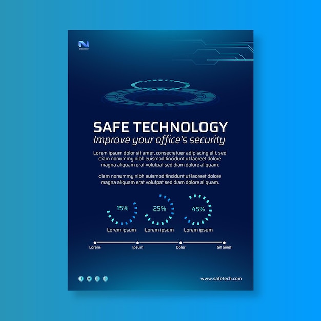 Cyber security vertical flyer template