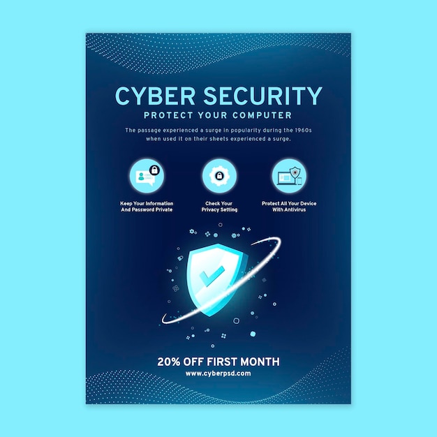 Free vector cyber security  vertical flyer template