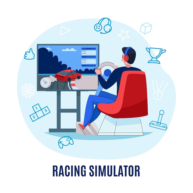 Free Vector cyber sport game circle composition with silhouette illustration