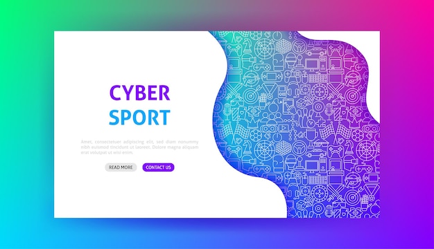 Целевая страница cyber sport. векторная иллюстрация набросков дизайна.