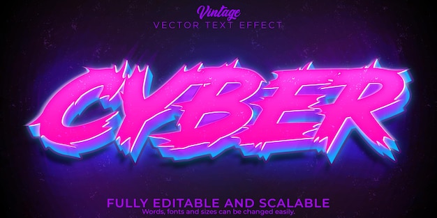 Cyber text effect, editable future and fiction font style
