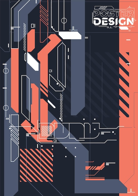 Cyberpunk retro futuristic poster vector illustration