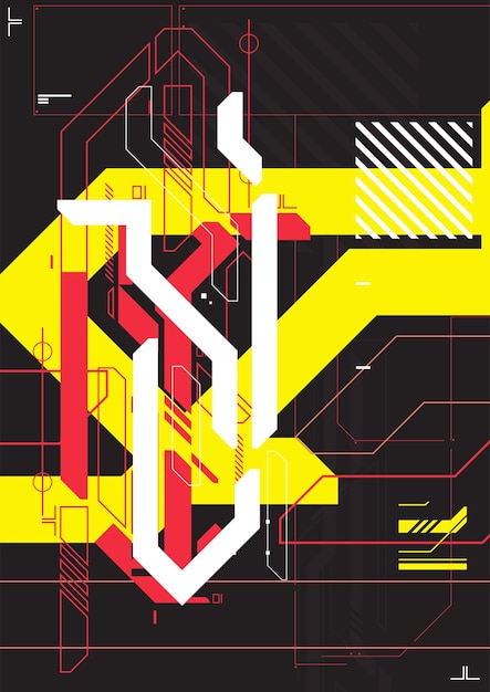 Cyberpunk retro futuristic poster vector illustration