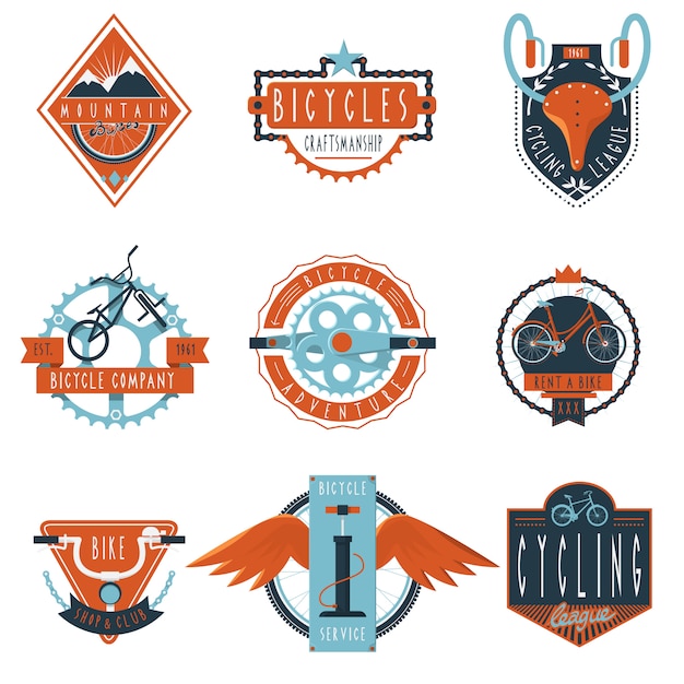 Cycling club labels emblems set
