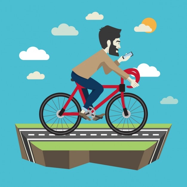 Free vector cycling hypster flat illustration