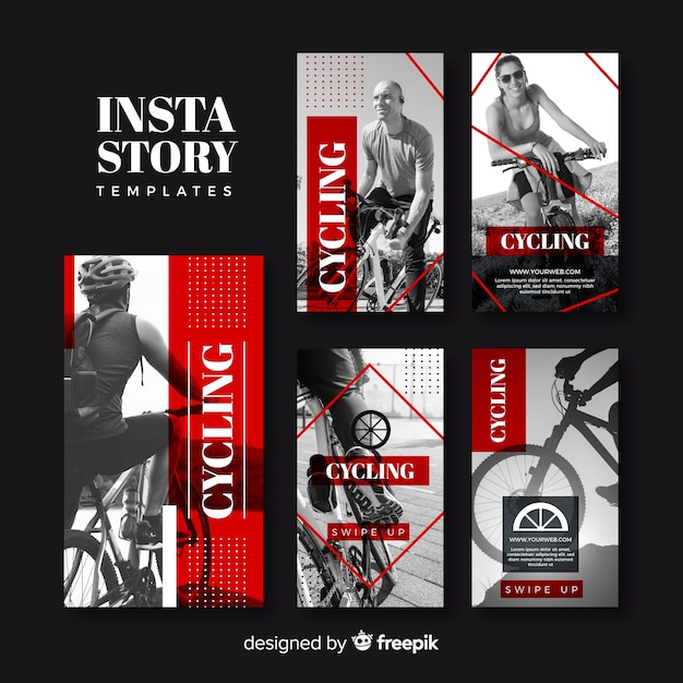 Коллекция шаблонов истории Велоспорт Instagram