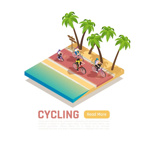 Cycling isometric composition with sports and active life elements