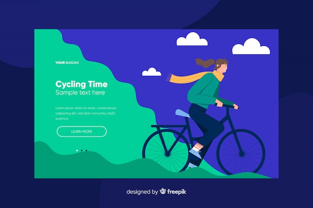 Free Vector | Cycling landing page