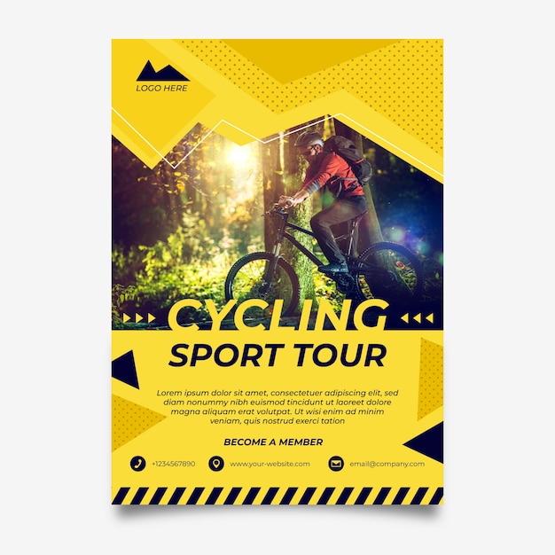Vettore gratuito poster ciclismo con foto