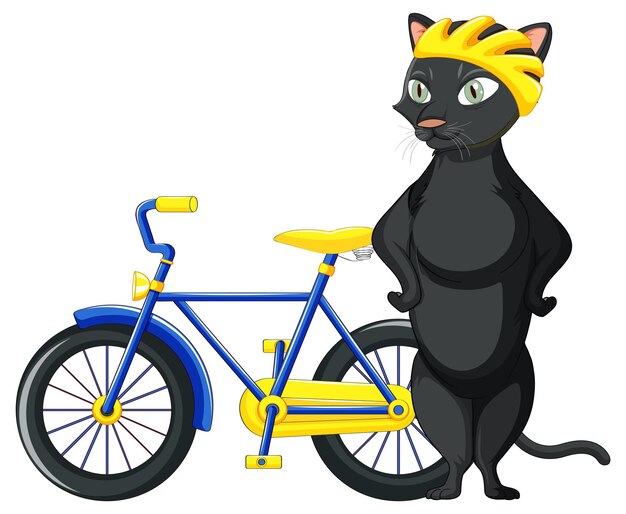 二本足で立っているサイクリスト猫