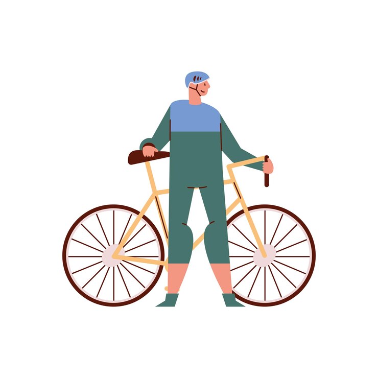 Free Vector cyclist with bicycle sport