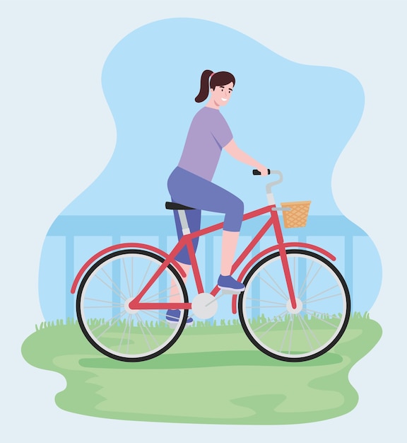 Велосипедистка в пейзаже