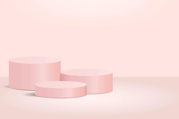 제품을 보여주는 실린더 핑크 배경 연단 및 제품 디스플레이 장면