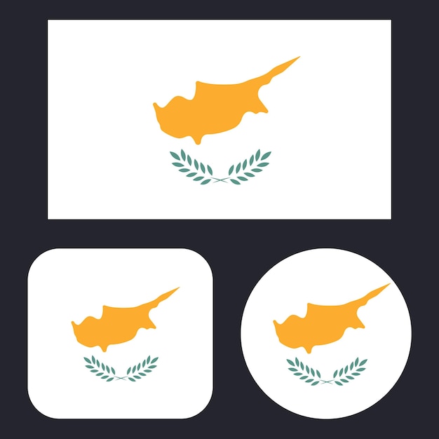 Vettore gratuito bandiera di cipro in rettangolo quadrato e cerchio