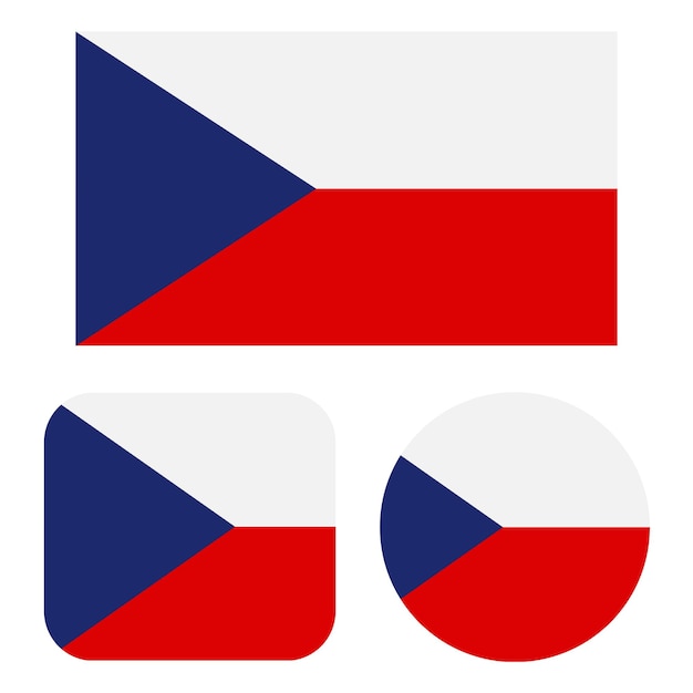 Czech republic flag in rectangle square and circle