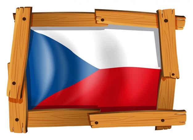 Czech Republic flag in wooden frame