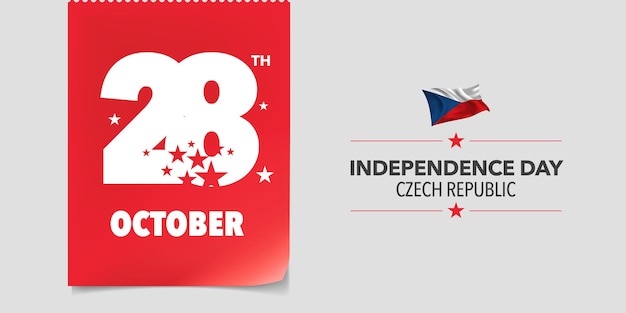 Czech republic independence day greeting card, banner, vector illustration. national day 28th of october background with elements of flag in a creative horizontal design