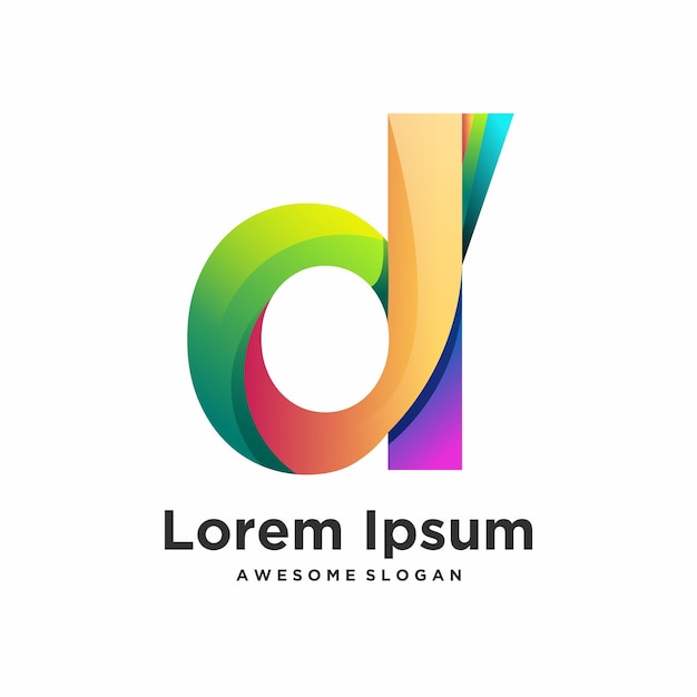 D lettera logo colorato design sfumato