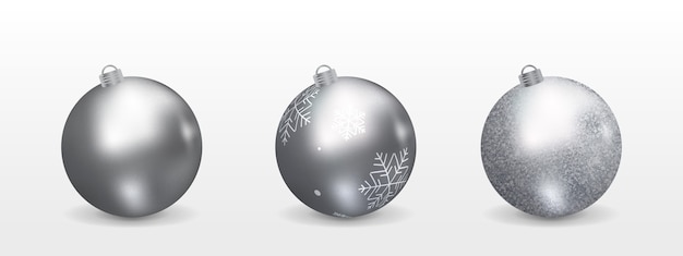 D silver christmas balls
