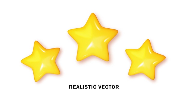 Free vector d stars glossy yellow colors concept rating achievements for games feedback from client for mobile a