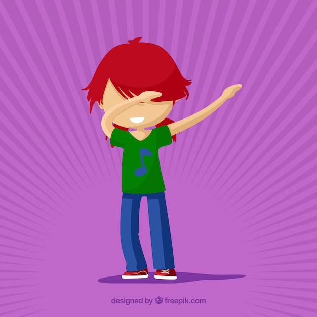 Free vector dabbing kid in flat style