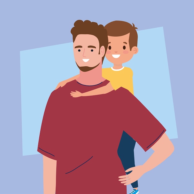 Бесплатное векторное изображение Папа с сыном