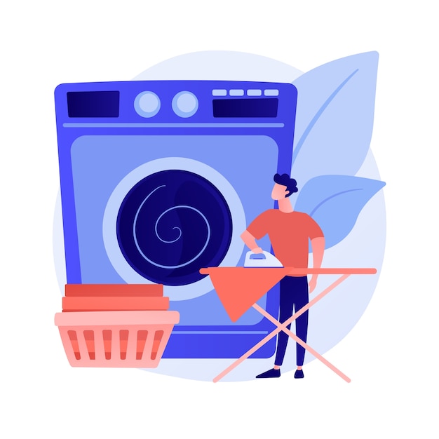 Free vector dads and housework abstract concept vector illustration. dad doing housework, chores at home, father son daughter folding clothes, fun cooking, cleaning together, wash dishes abstract metaphor.