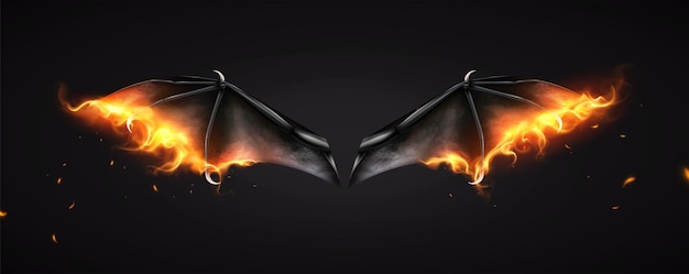 Огненная композиция демона летучей мыши