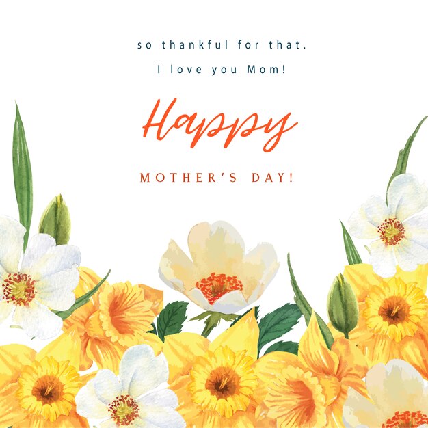 Free vector daffodil and magnolia  blooming flower watercolor wedding cards floral aquarelle